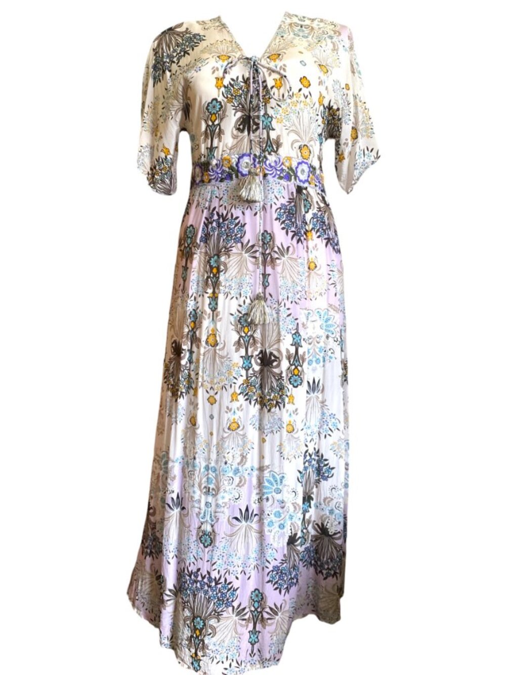 TAJ by Sabrina Crippa Floral Embroidered Maxi Dress XL